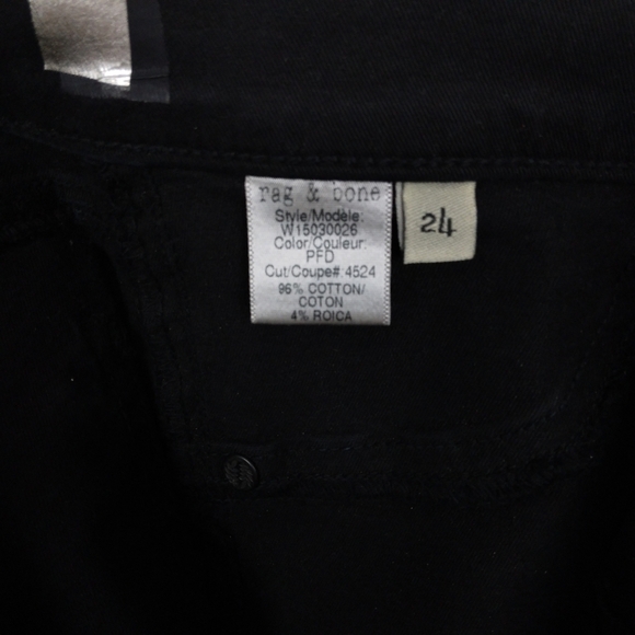 Rag & Bone Ankle Crop Tuxedo Jeans Size 24 In Black/Silver Combo - Picture 9 of 9
